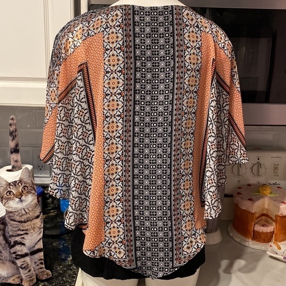 H womens AGB lined flutter sleeve stretch regular size top XL - Picture 2 of 4